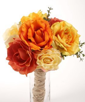 Bukiet  sztuczne kwiaty róże odcienie słoneczne 35/35 cm