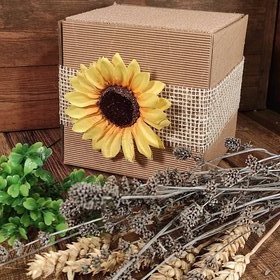 Flowerbox z gąbką do suchych i sztucznych roślin  13/13 cm wzór słonecznik