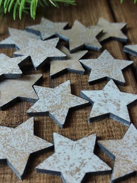 Ozdoby świąteczne rustykalne drewniane,Gwiazdy drewniane  BIELONE  3 cm-12 szt CENA ZA OPAKOWANIE