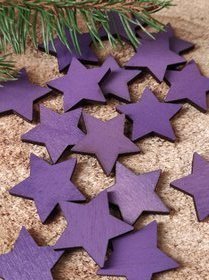 Ozdoby świąteczne rustykalne drewniane,Gwiazdy drewniane  FIOLETOWE  3 cm-12 szt CENA ZA OPAKOWANIE