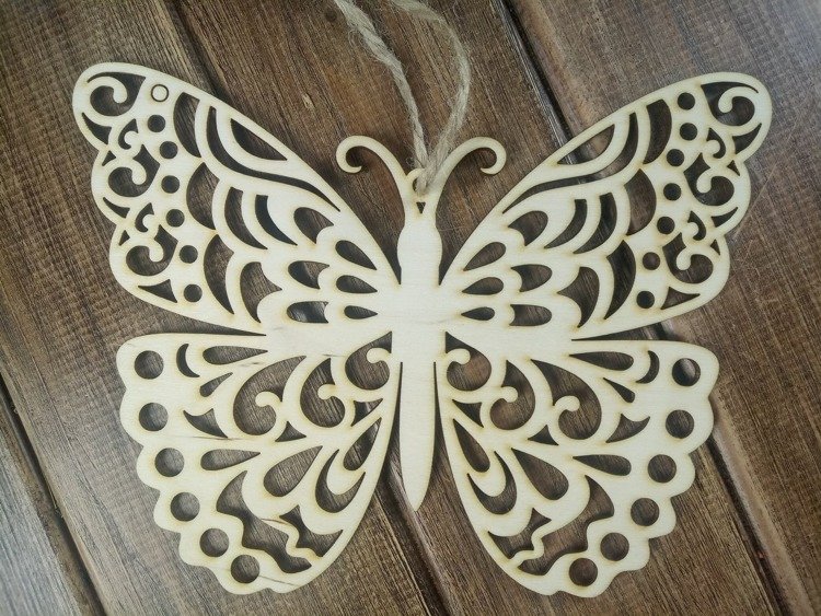 Motyl na przyssawce 15 cm drewniany