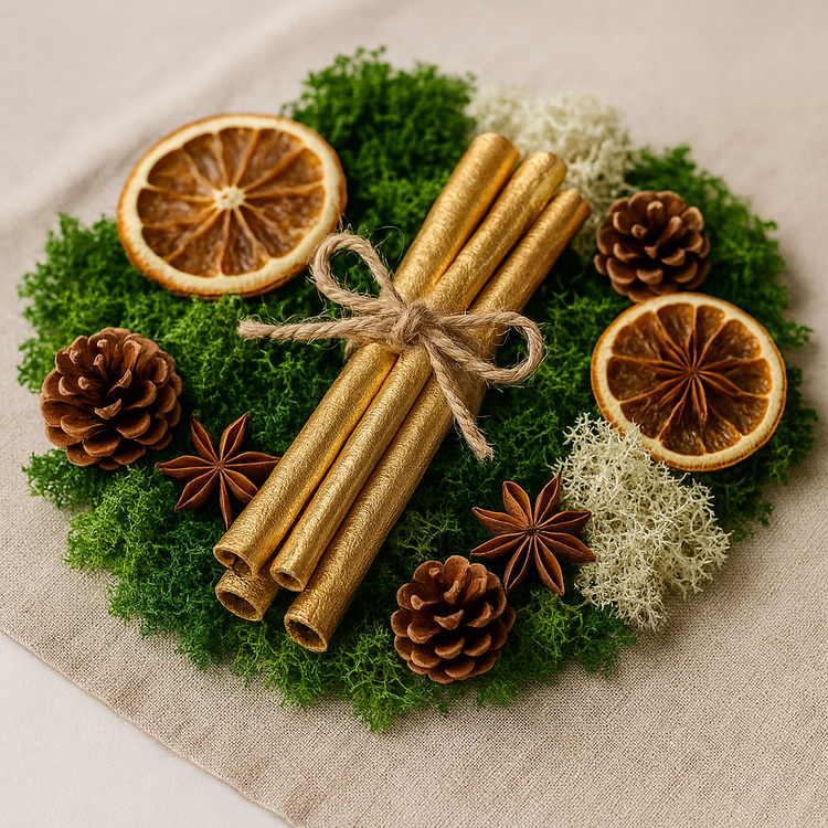 Złota wiązka cynamonu 15 cm – dekoracja świąteczna | GrandDeco