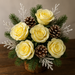 Róża dekoracyjna oszroniona 12 cm – zestaw 6 szt., pastelowy żółty – główki kwiatów do stroików, wianków, DIY