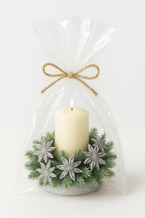 Srebrny zestaw dekoracyjny DIY GrandDeco – lotosy, anyż i korzonki | Komplet do stroików i zimowych aranżacji świątecznych