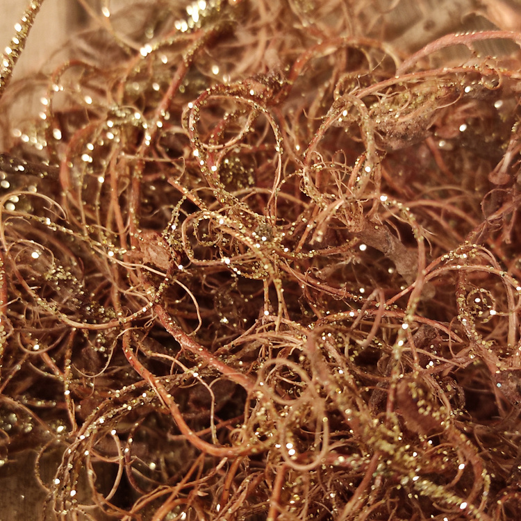 Naturalne korzonki dekoracyjne z brokatem – efekt złotej pajęczyny | Premium GrandDeco