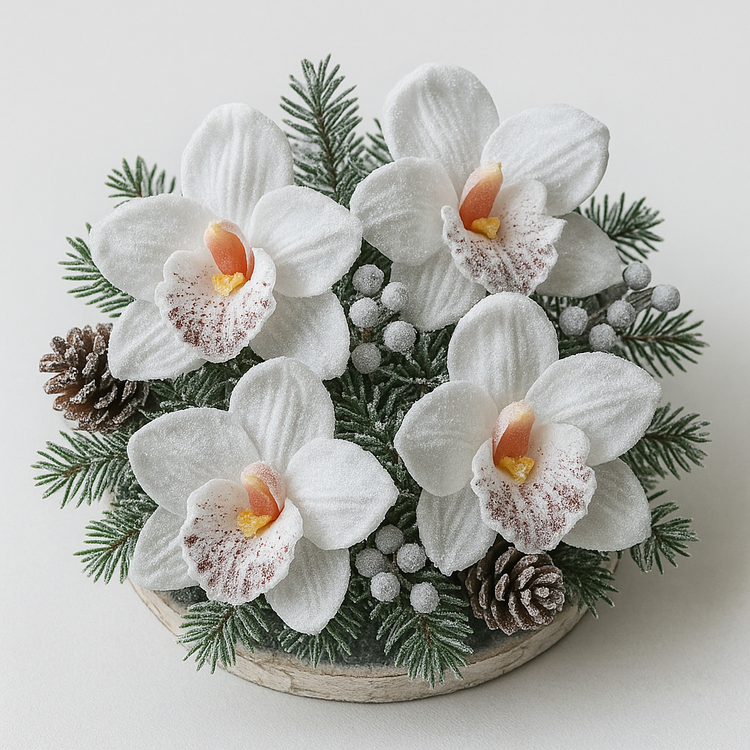 Ośnieżone Główki Storczyka – Zestaw 4 szt. (Średnica 12 cm)