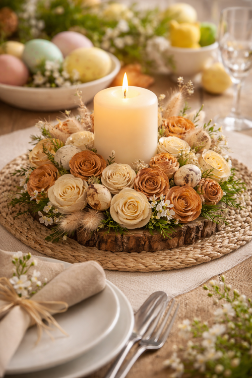 Kwiaty sola mix ecru & jasny brąz GrandDeco – 60 szt., 2–6 cm | naturalna dekoracja