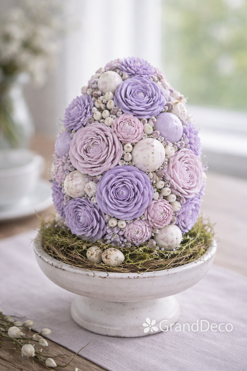 Wielkanocne Suszone Kwiaty – pastelowe fiolety | 60 szt. – naturalny zestaw dekoracyjny