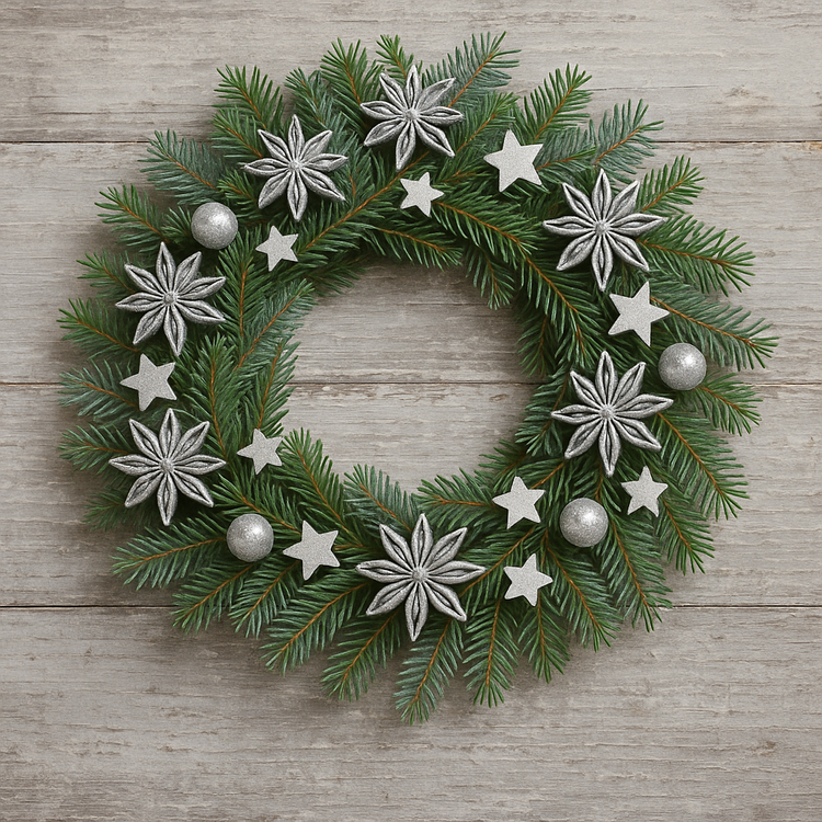 Srebrny zestaw dekoracyjny DIY GrandDeco – lotosy, anyż i korzonki | Komplet do stroików i zimowych aranżacji świątecznych