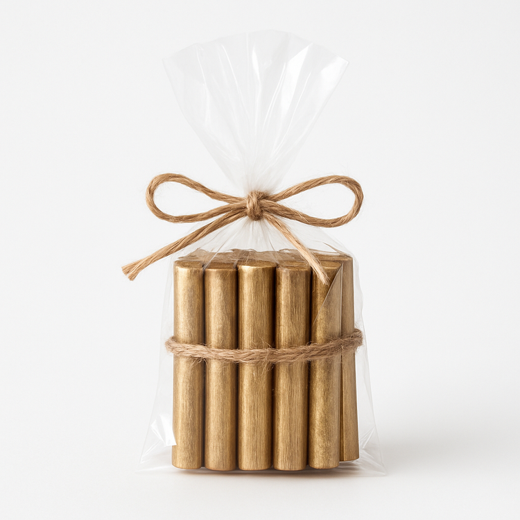 Dekoracja świąteczna Drewno złote dł. 10 - 12 cm 6szt /op