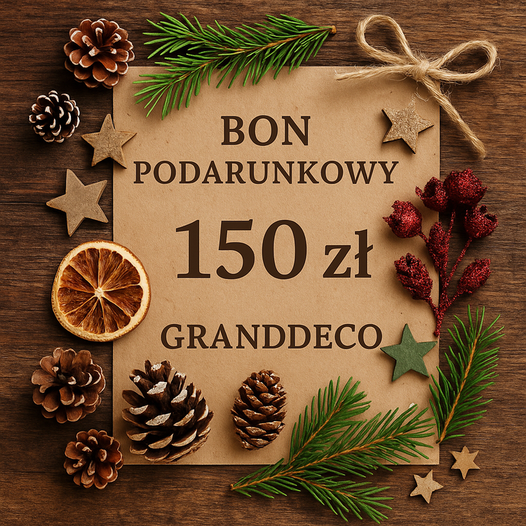 BON PODARUNKOWY GrandDeco – 150 zł – Rustykalna Karta Podarunkowa