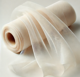 Tiul kremowy 12 cm x 9 m obszywany – wstążka świąteczna dekoracyjna DIY