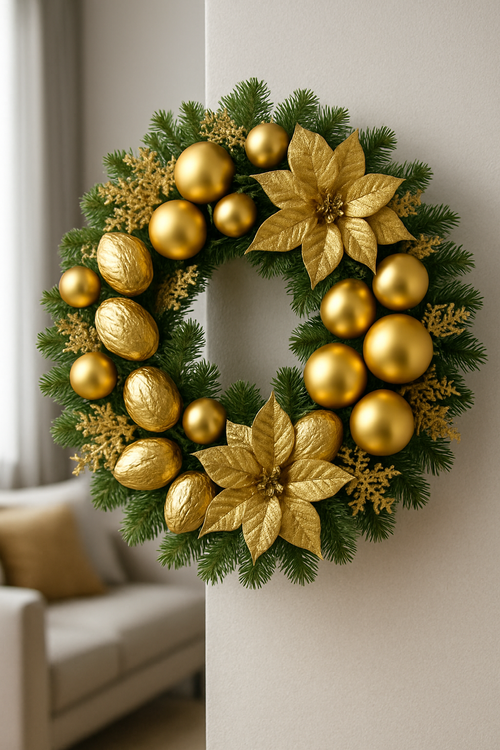 Złote owoce dekoracyjne 12 szt. – ozdoby świąteczne, stroiki, DIY, glamour
