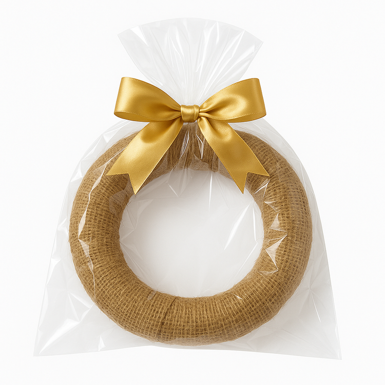 Wianek jutowy 25 cm – baza dekoracyjna GrandDeco, kolor złotej juty