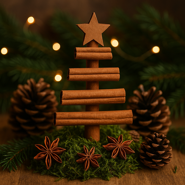 Zestaw 3 choinek z cynamonu 9×16 cm – naturalne ozdoby świąteczne handmade