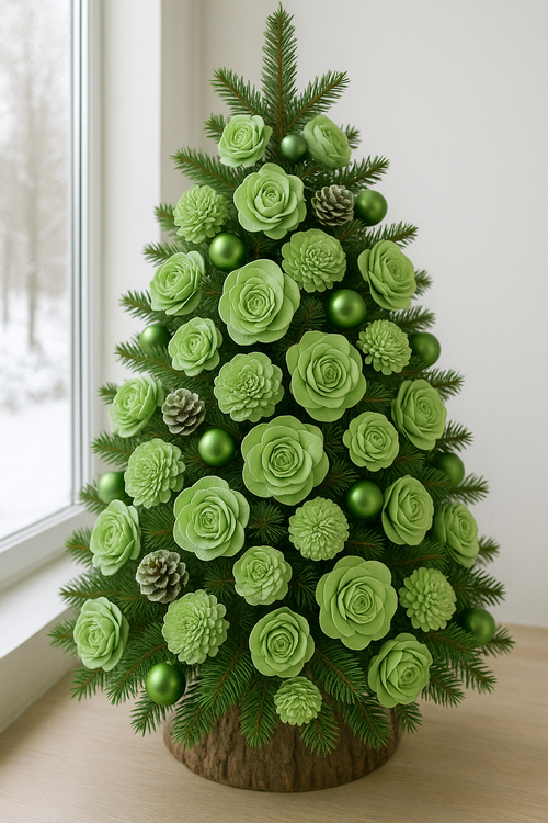 Kwiaty shola jasnozielone 60 szt 2–6 cm do świątecznych stroików i wianków DIY