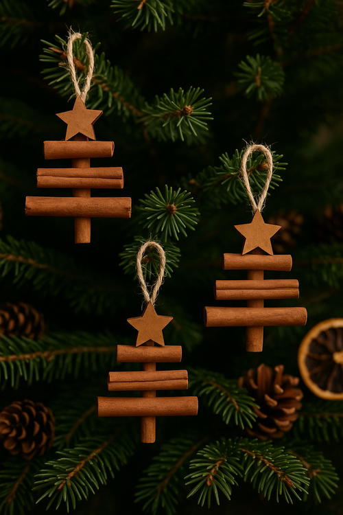 Pachnące choinki z cynamonu 7×10 cm – naturalne ozdoby świąteczne 5 szt. handmade