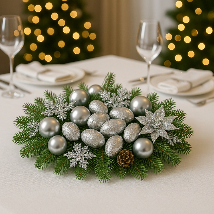 Srebrne owoce dekoracyjne 12 szt. – eleganckie dodatki do aranżacji Boże Narodzenie