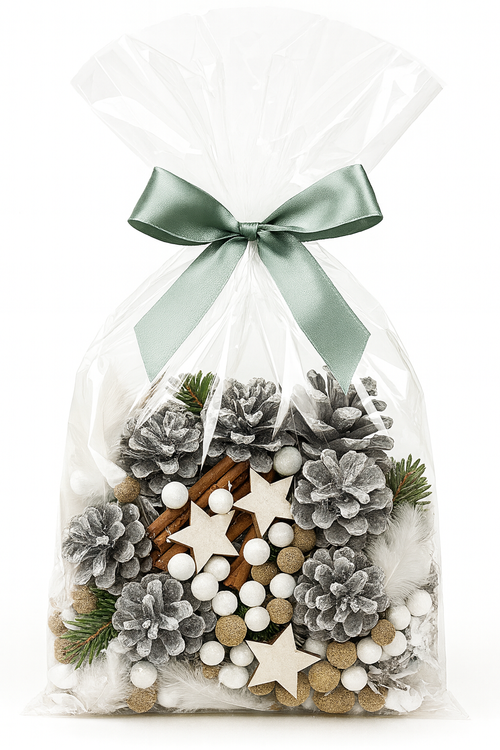 Zimowy Mix Dekoracyjny z Ośnieżonymi Szyszkami i Gwiazdkami – Świąteczna Kompozycja GrandDeco