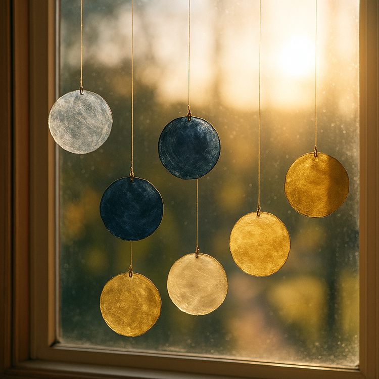 Muszle Capiz 7–11 cm 12 szt – GrandDeco Naturalne, perłowe krążki do dekoracji świątecznych i zimowych aranżacji