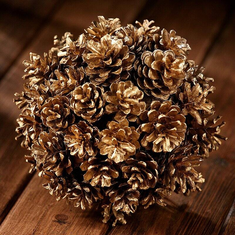 Złote szyszki dekoracyjne 12 szt. | Ozdoba świąteczna 4–6 cm | Naturalne szyszki do stroików, wieńców i DIY