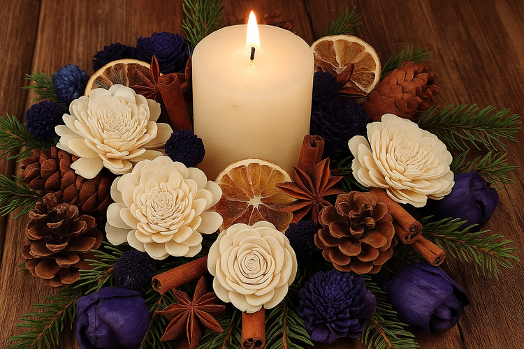 Kwiaty shola granatowo-białe 60 szt. (2–6 cm) – elegancka kolekcja GrandDeco