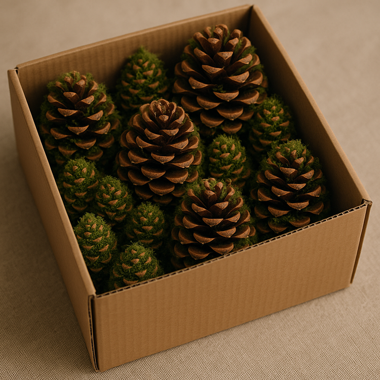 Szyszki z mchem – 40 szt. | Naturalne ozdoby do dekoracji i florystyki