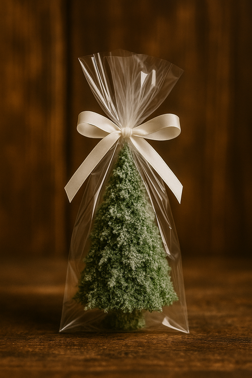 Choinka z mchu na plastrze drewna brzozowego 24 cm