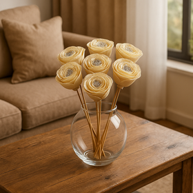 Róże Shola na Pikach 4 cm / 20 cm z Delikatnym Brokatem – 6 szt. Dekoracyjne Kwiaty do Stroików, Bukietów i DIY