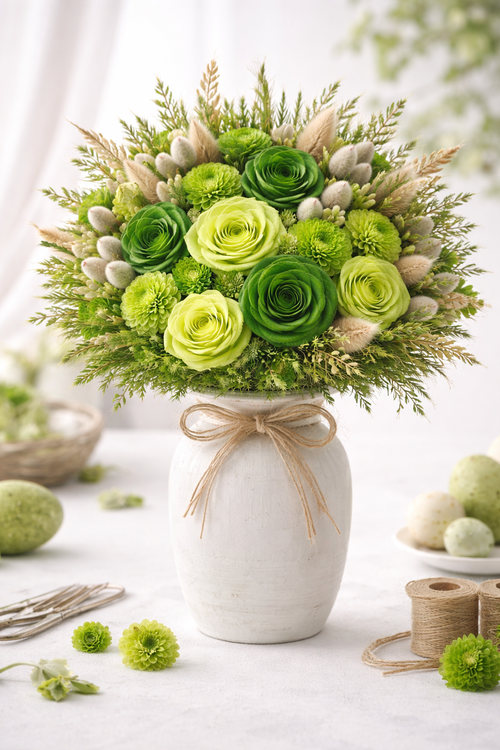 Kwiaty shola zielone mix 60 szt. (2–6 cm) – jasna i ciemna zieleń | Kolekcja GrandDeco