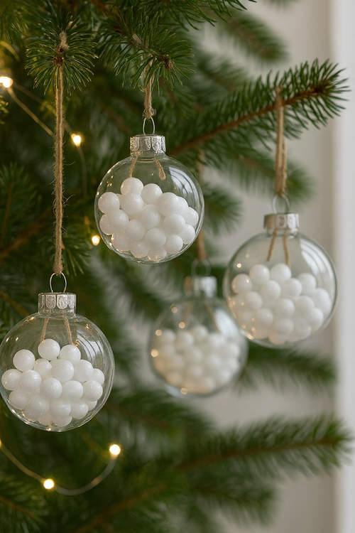 Białe Kuleczki Dekoracyjne 1,2 cm | Brokatowe Wypełnienie do Bombek i Dekoracji Świątecznych