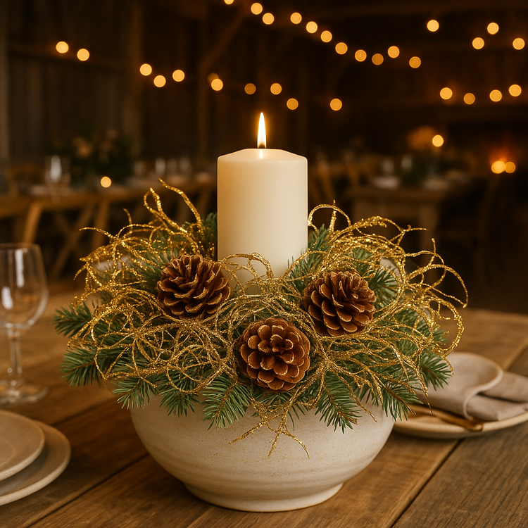 Naturalne korzonki dekoracyjne z brokatem – efekt złotej pajęczyny | Premium GrandDeco