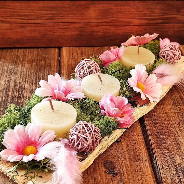 Mech dekoracyjny 1L GrandDeco – chrobotek zielony i biały, mech leśny, do stroików DIY