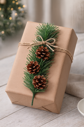 Gałązki świąteczne 20 cm z szyszkami – 7 szt. | Dekoracje prezentów, stroików i pakowania upominków