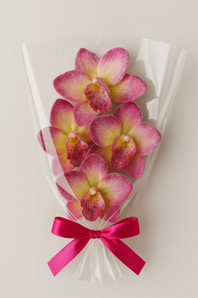 Ośnieżone Główki Storczyków – Zestaw 4 szt. do Dekoracji Zimowych i Świątecznych