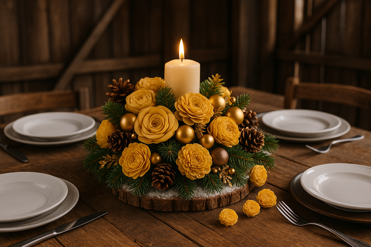 Kwiaty shola żółte 60 szt 2–6 cm do zimowych dekoracji, stroików, wianków DIY