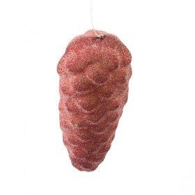 Szyszka zawieszka brokatowana 12 cm czerwona
