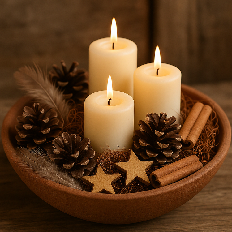 Zestaw dekoracyjny GrandDeco – szyszki, złote gwiazdki, egzotyczne korzonki i piórka