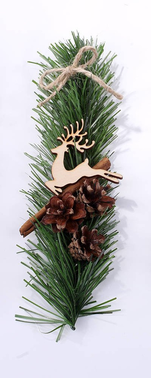 Gałązki Świąteczne z Jutą i Reniferem 20 cm – 7 szt. – Kolekcja GrandDeco – Dekoracje, Prezent, Stroiki