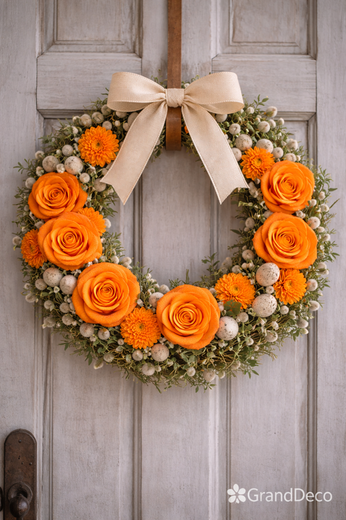 Kwiaty Shola – intensywny pomarańcz | Wielkanoc | Kolekcja GrandDeco – 60 szt.