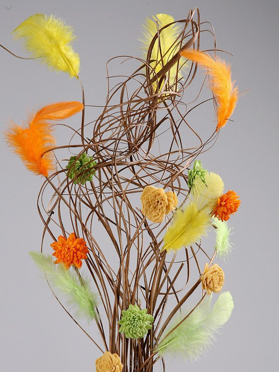 Kwiaty shola mix wiosenny 2–4 cm – 60 szt. | Żółto-zielono-pomarańczowe | Kolekcja GrandDeco