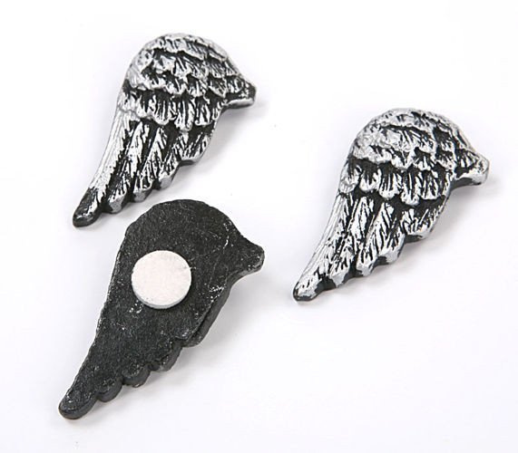 Skrzydła dekoracyjne samoprzylepne – 6 par, 4 cm – kolor antyczne srebro