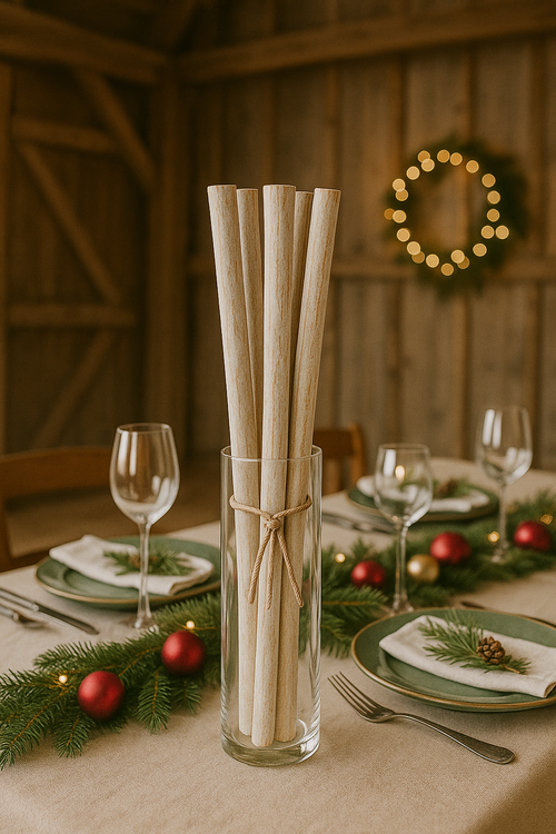 Dekoracyjny bukiet z bielonych lasek cynamonu 40 cm – naturalna ozdoba w stylu rustykalnym i świątecznym