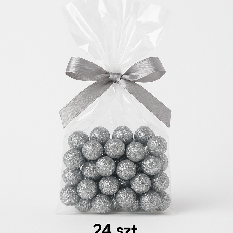 Srebrne Kuleczki Dekoracyjne 1,2 cm | Brokatowe Wypełnienie do Bombek i Dekoracji Świątecznych