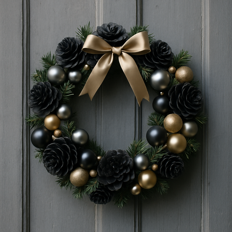 Dekoracje świąteczne Szyszki czarne 12 szt / op. 