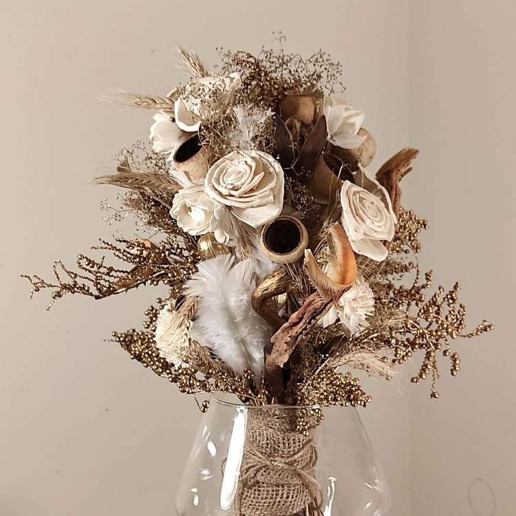 Prezent Naturalny Bukiet herbata potpourri świeca PREZENT RZEŹBA FLORALNA