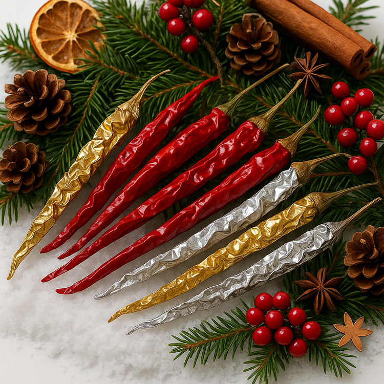 Papryczki dekoracyjne 12 szt. – złote, czerwone, srebrne