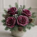 Fioletowe Ośnieżone Róże – 6 Główek Dekoracyjnych w Opakowaniu Prezentowym