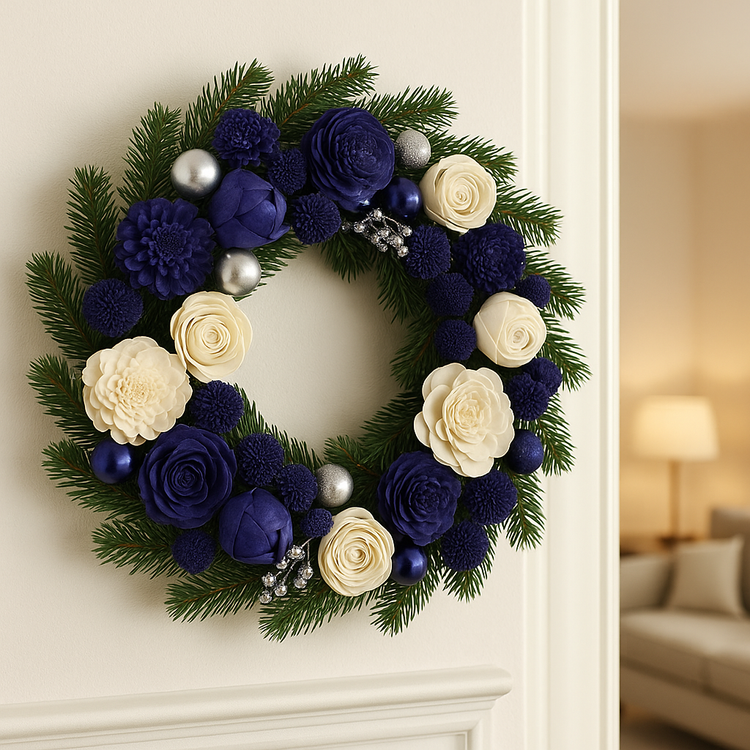 Kwiaty shola granatowo-białe 60 szt. (2–6 cm) – elegancka kolekcja GrandDeco