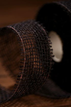 Ozdoba do dekoracji loft Wstążka jutowa czarna 5 cm/5 m